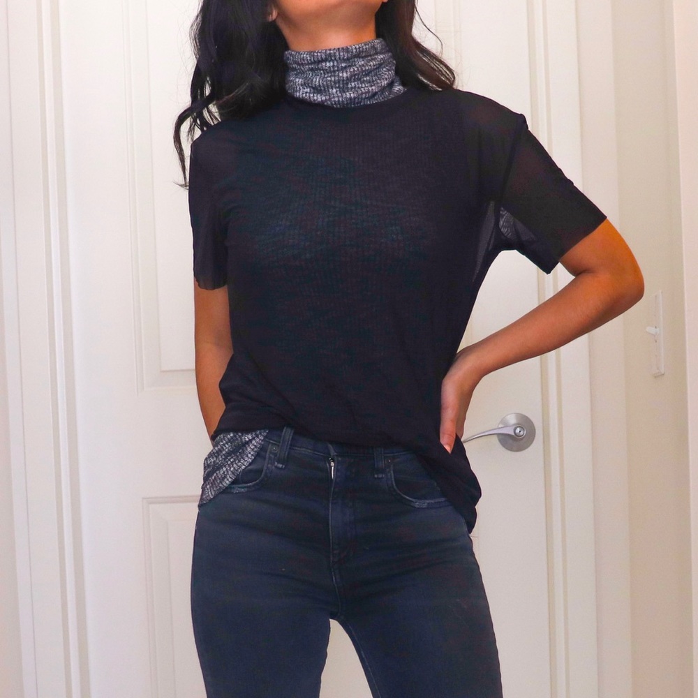 Aritzia Mesh Black Tee